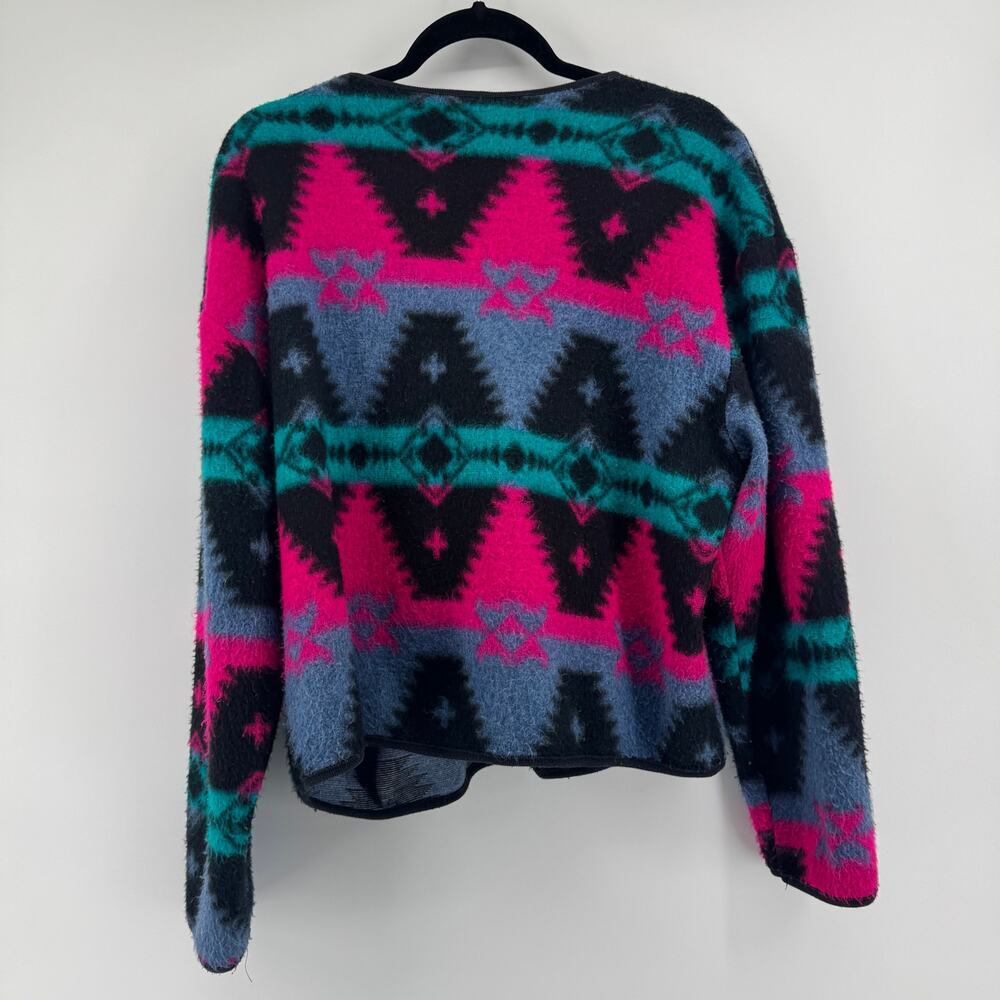 VTG David Wayne 80s Aztec Womens Sz Medium Button Down Fleece Cardigan - Picture 4 of 7